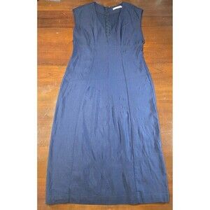 Paper Crown Dress Womens 8 Navy Blue V-Neck Sleeveless Midi Cocktail Wedding